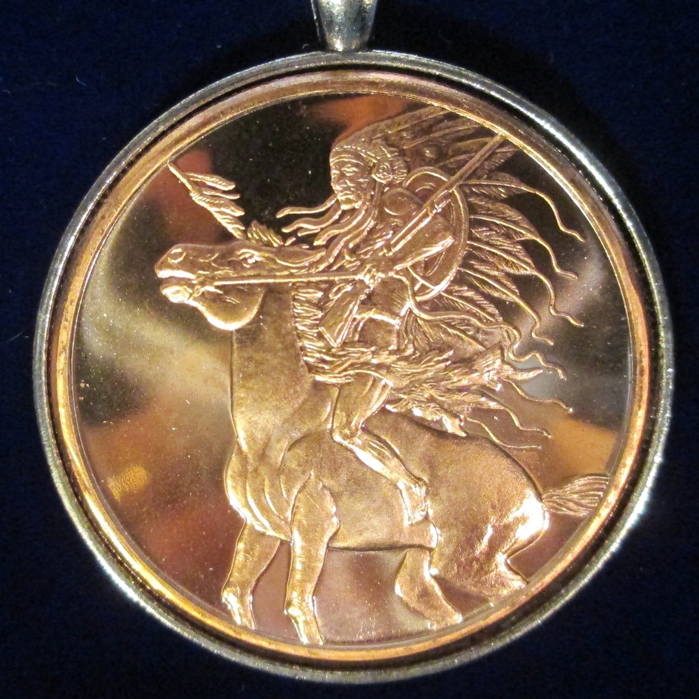 American Indian Red Horse Sterling Silver Necklace